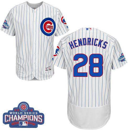 Cubs #28 Kyle Hendricks White Flexbase Authentic Collection 2016 World Series Champions Stitched MLB Jersey